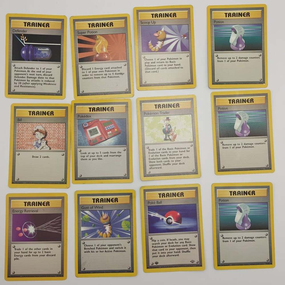 Vintage 1999 Pokémon Base Set Trainer Cards Lot of 12